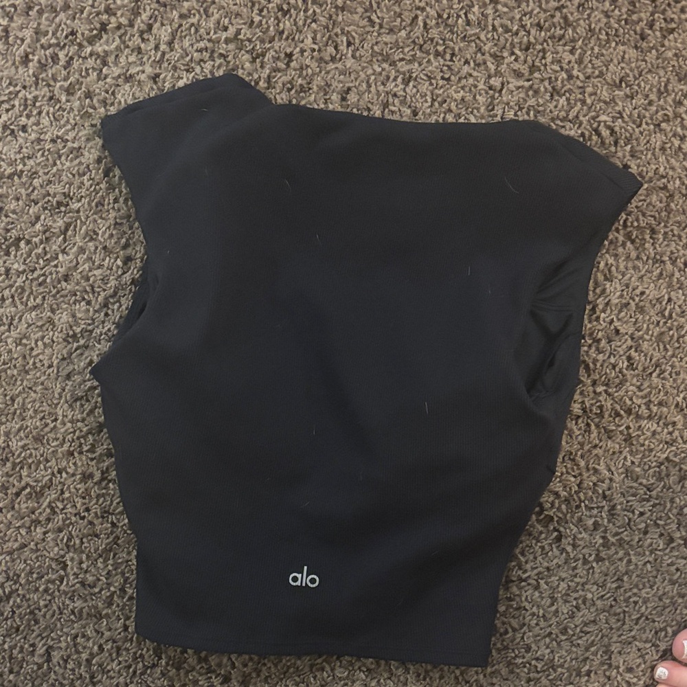 ALO Yoga Black Ribbed Cropped Tank